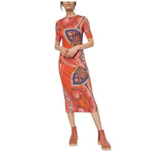Anthropologie￼ Farm Rio Giannina Knit Midi Dress Paisley Floral Medium